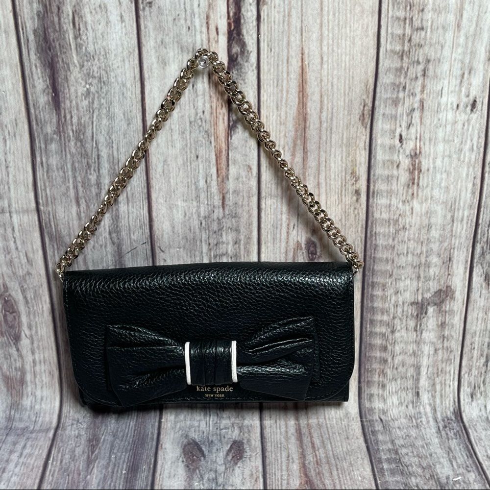 Kate Spade Black Clutch w/ Bow Chain Strap